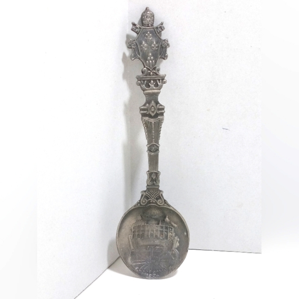 Germany Anno Santo 1974 Souvenir Spoon Pewter WMF Reinzinn Vintage